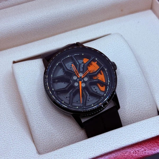 Ferrari wheel orange silicon strap